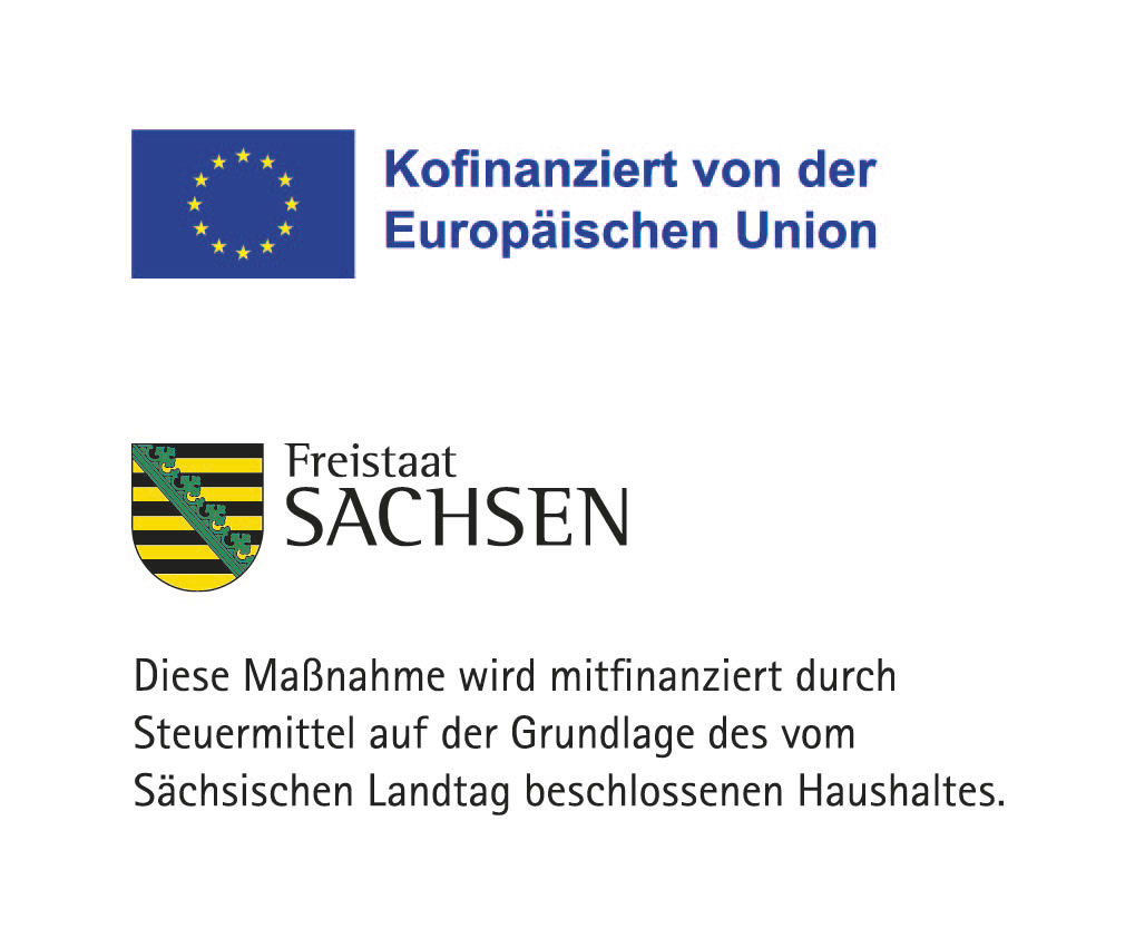Logo - Europäischer Fonds für regionale Entwicklung (EFRE) / Europäischer Sozialfonds (ESF) / Freistaat Sachsen